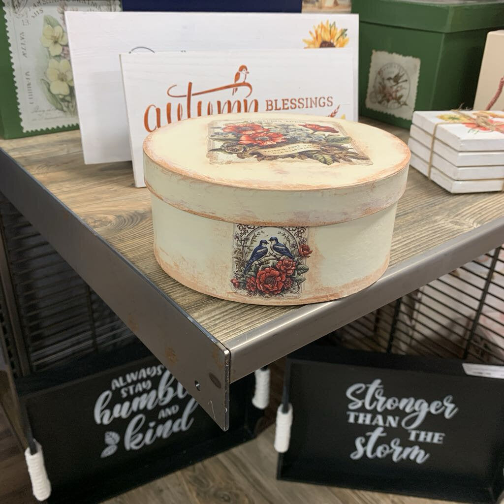 Ivory Round Paper Mache Box