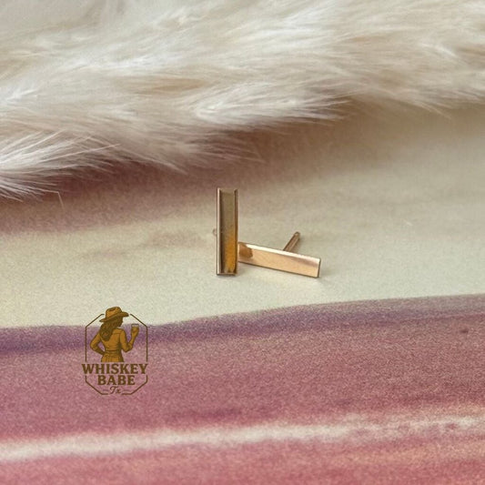 Gold Bar Stud Earrings