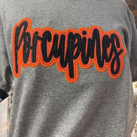 Porcupine Glitter applique shirt