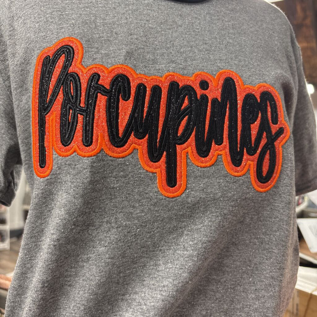 Porcupine Glitter applique shirt