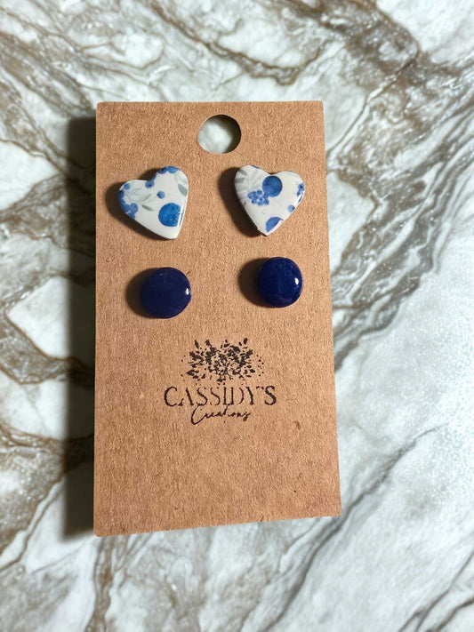 Blueberry Heart Stud Pack