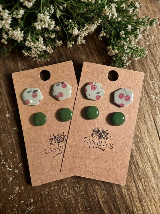 Cherry Hexagon Stud Pack