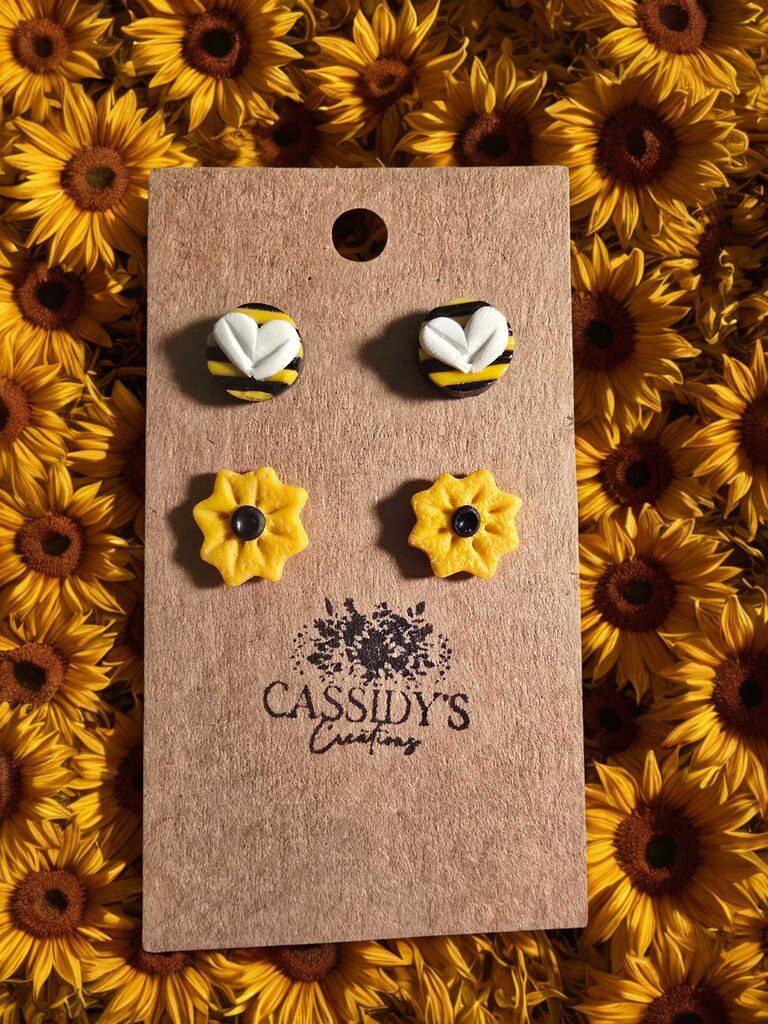 Bee & Flower Studs