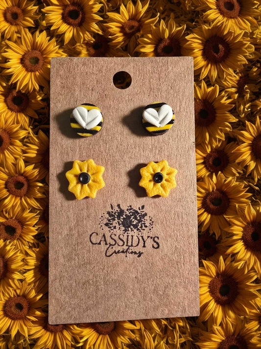 Bee & Flower Studs
