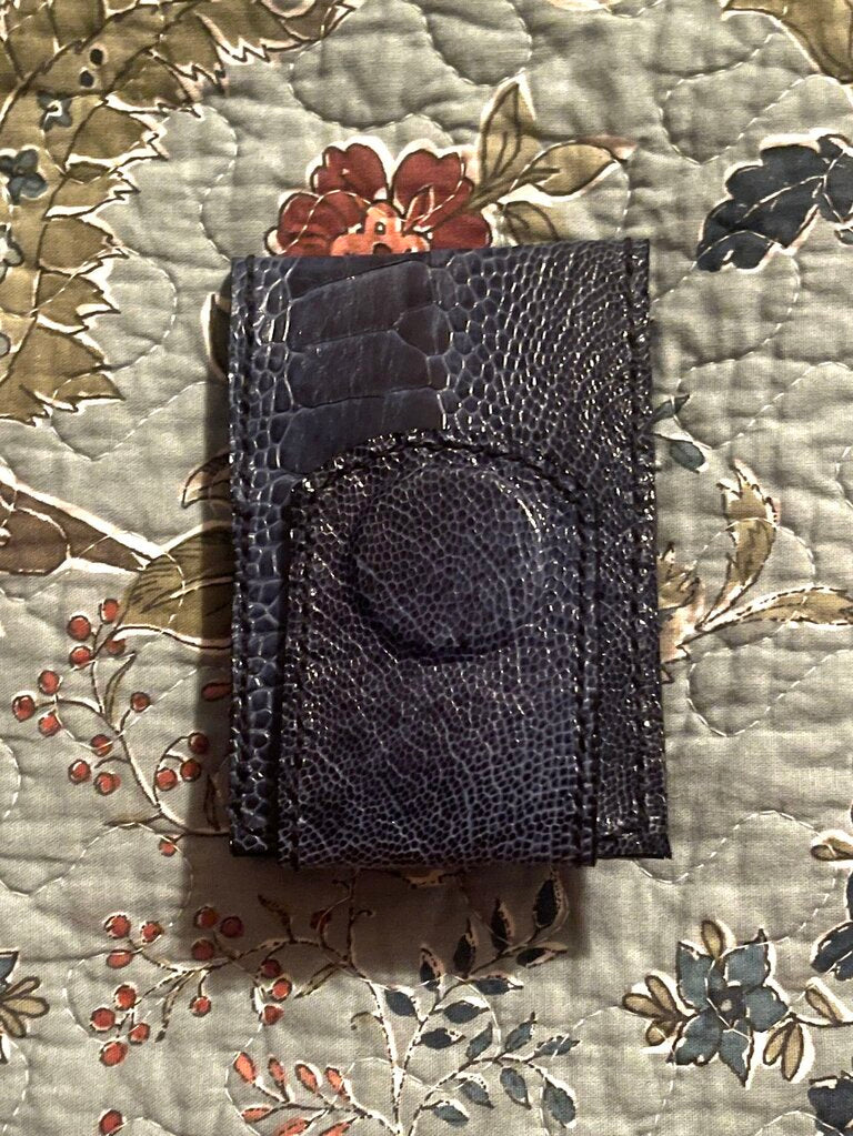 Ostrich Leg Minimalist Wallet Blue