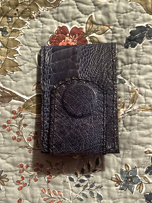 Ostrich Leg Minimalist Wallet Blue