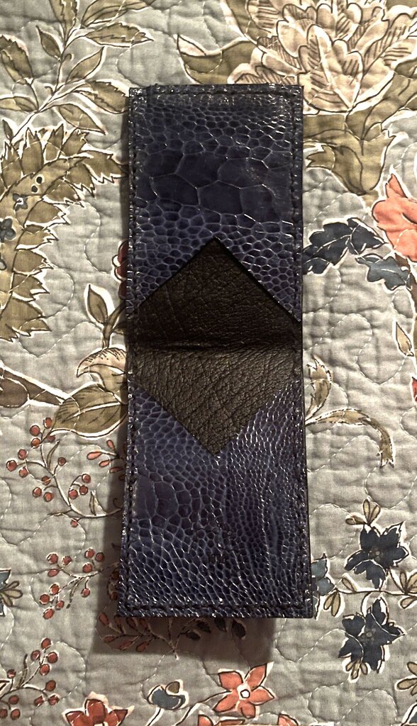 Ostrich Leg Minimalist Wallet Blue