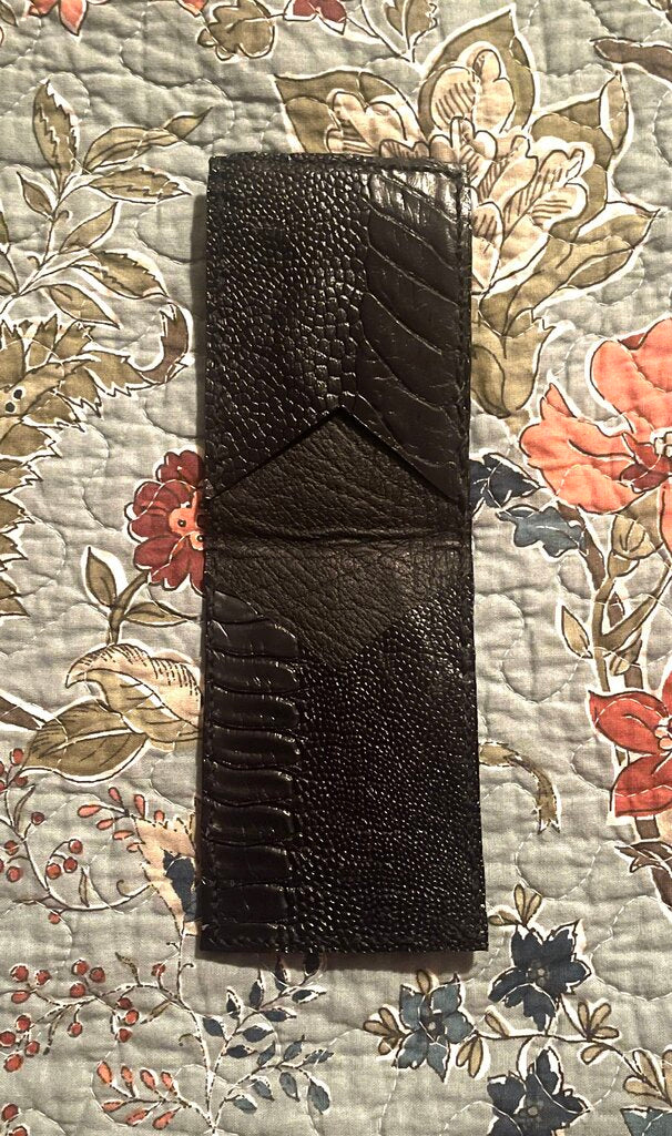 Ostrich Leg Minimalist Wallet Navy/Black