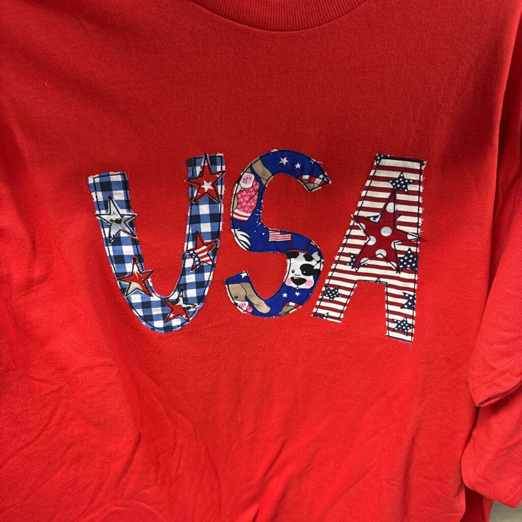 Red Gildan USA shirt