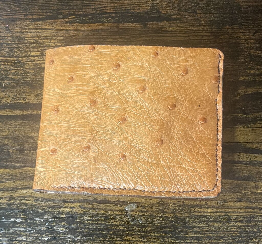 Ostrich leather bifold wallet