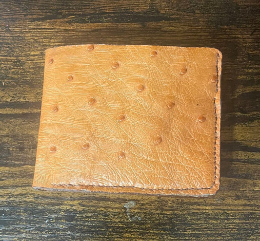 Ostrich leather bifold wallet