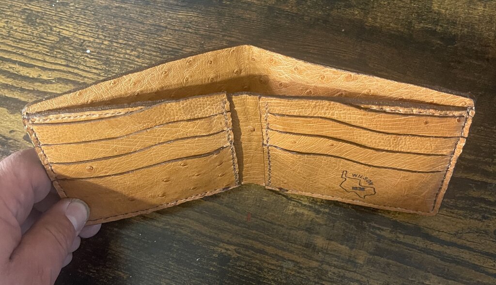 Ostrich leather bifold wallet