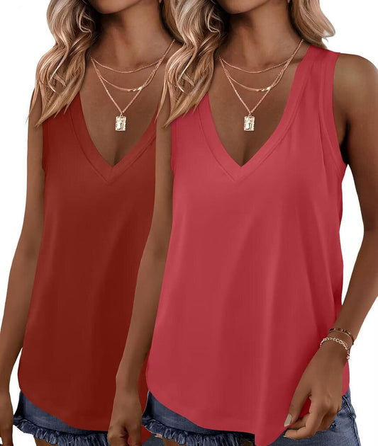 Top, Tank Loose Women's Red Orange XXLG