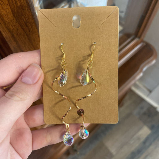 Austrian Crystal spiral on 24k plated hook