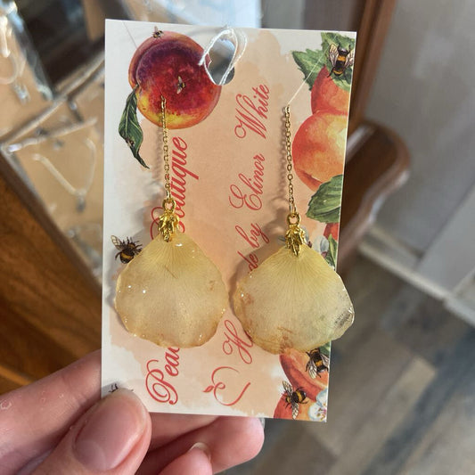 White Rose Petal on 24k plated hook