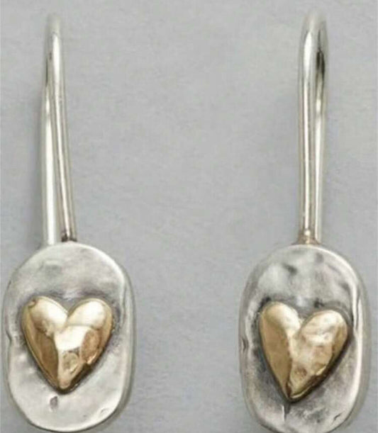 Earrings, Hammer Rectangle/Hearts