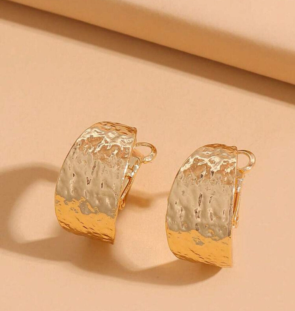 Earrings, Hammered Hoops