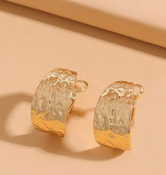 Earrings, Hammered Hoops