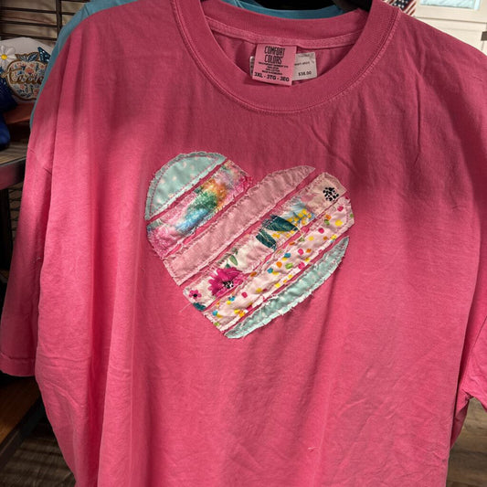 Pink comfort color Raggedy Heart shirt 3XL