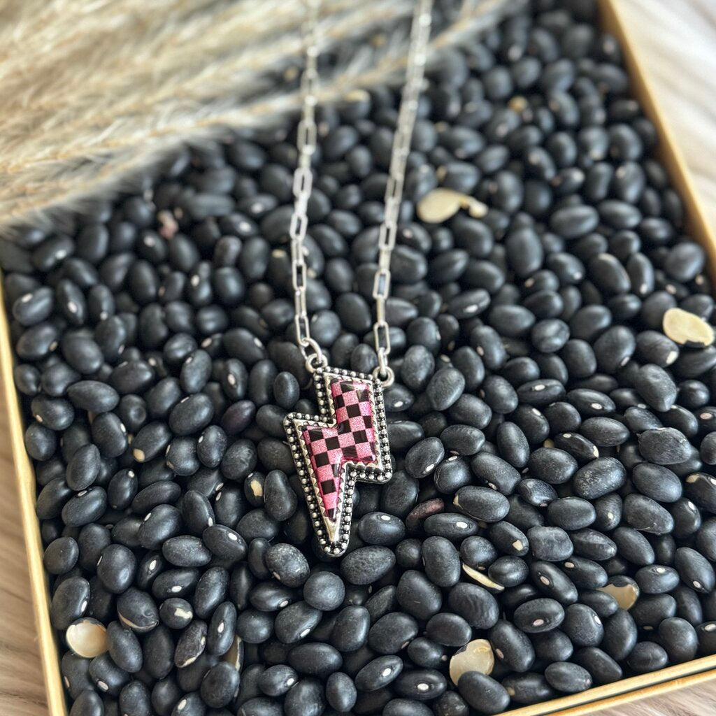 Tipi Thunder Struck Bolt Necklace Fuchsia