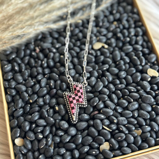 Tipi Thunder Struck Bolt Necklace Fuchsia
