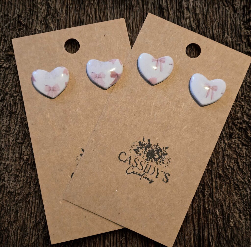 Bow Heart Studs