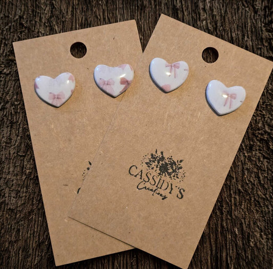 Bow Heart Studs