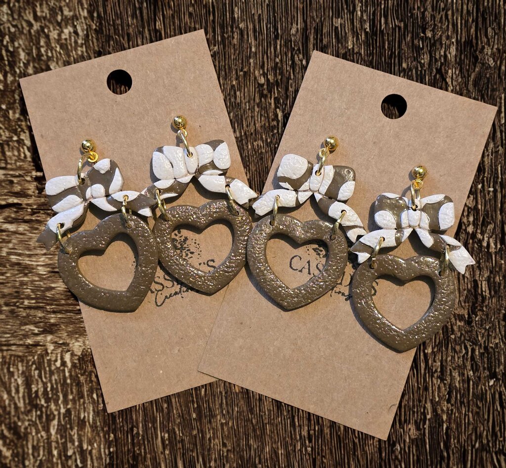 Cow Bow & Heart Dangle