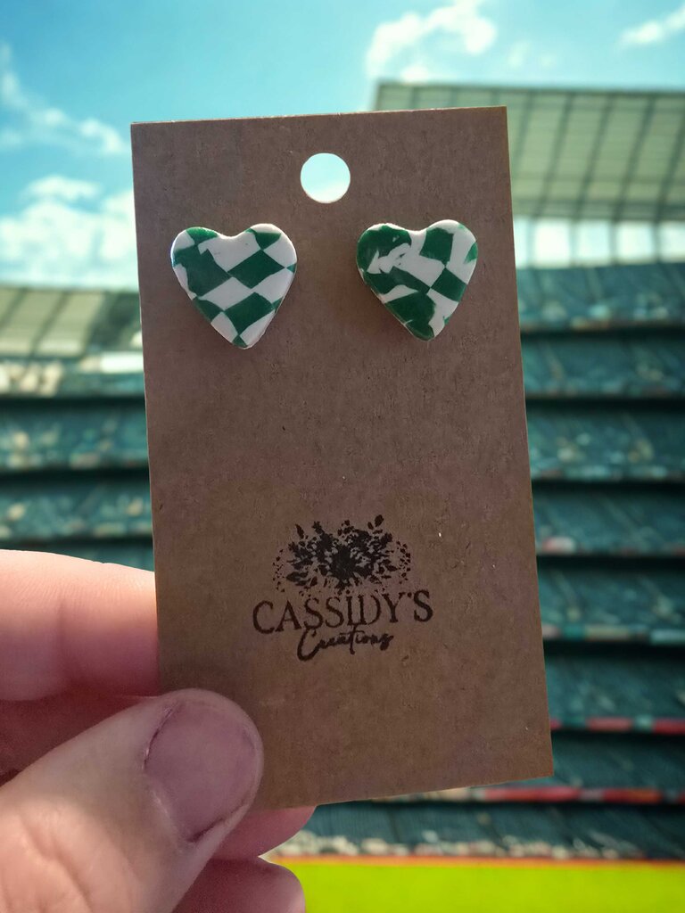 Hornets Abstract Heart Studs