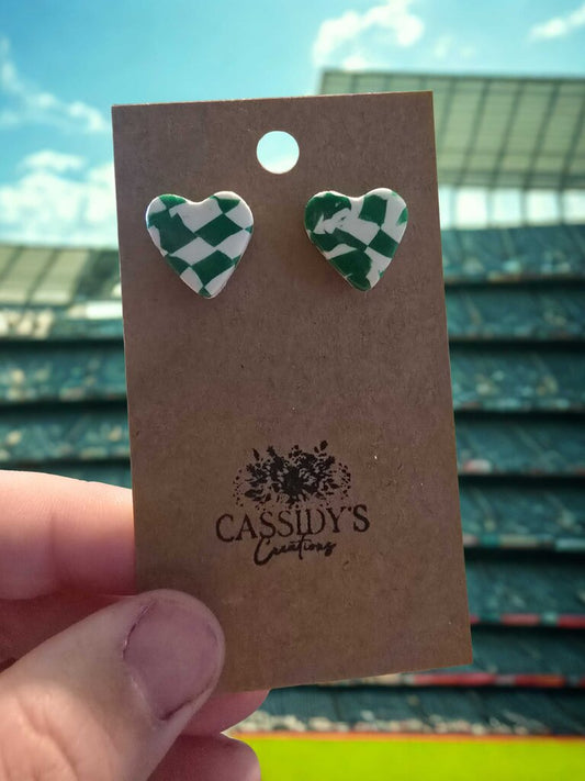 Hornets Abstract Heart Studs