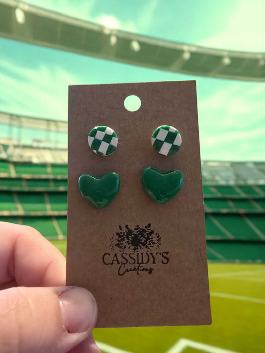 Hornets Check & Heart Stud Pack