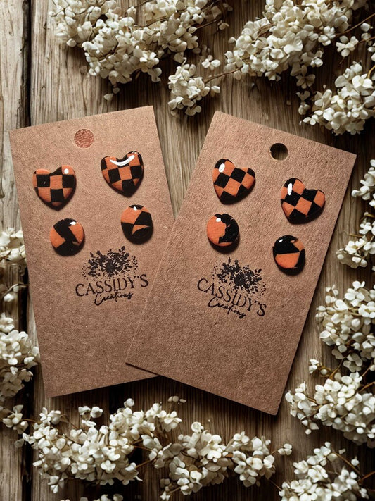 Pojo Heart & Marble button studs