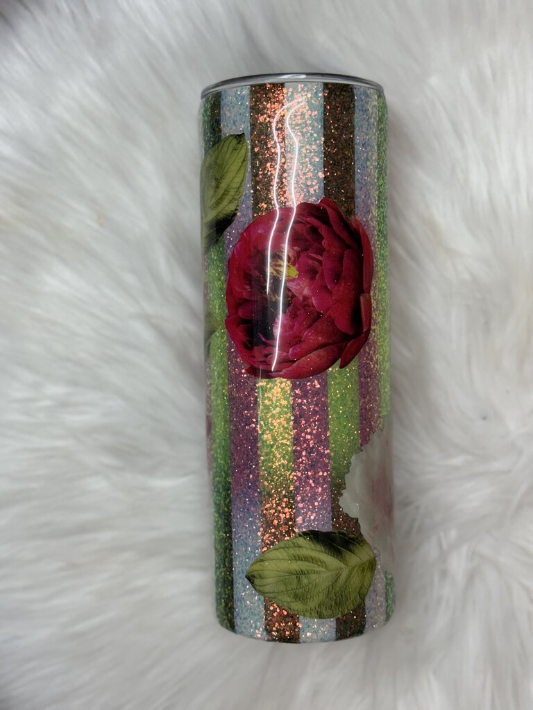20 OZ TUMBLER FLORAL STRIP