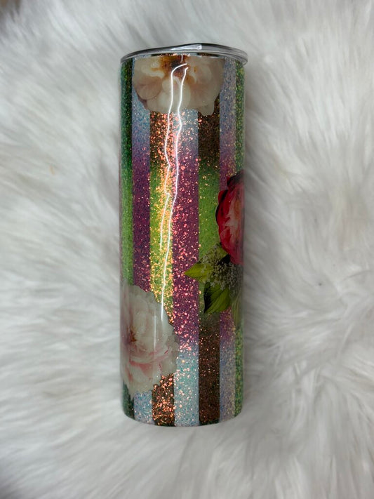 20 OZ TUMBLER FLORAL STRIP