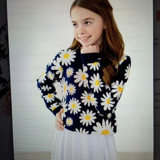 NAVY DAISY SWEATER-4
