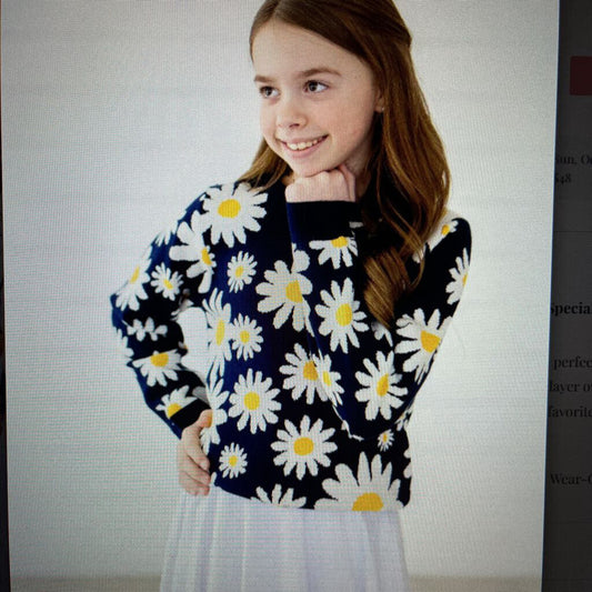 NAVY DAISY SWEATER-5/6