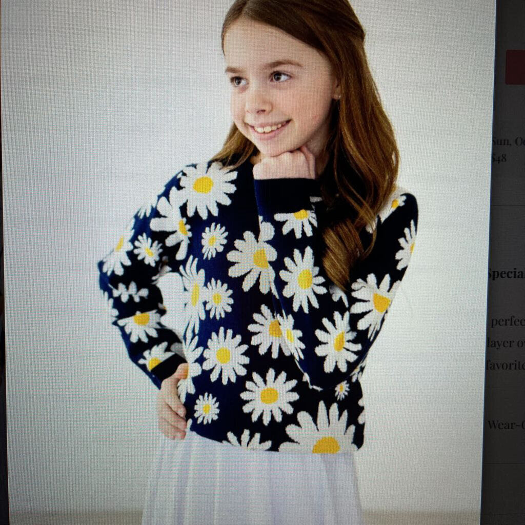 NAVY DAISY SWEATER-5/6