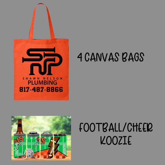 Custom Order DJ- 5 Items- 1 Can Koozie, 4 Canvas Bags