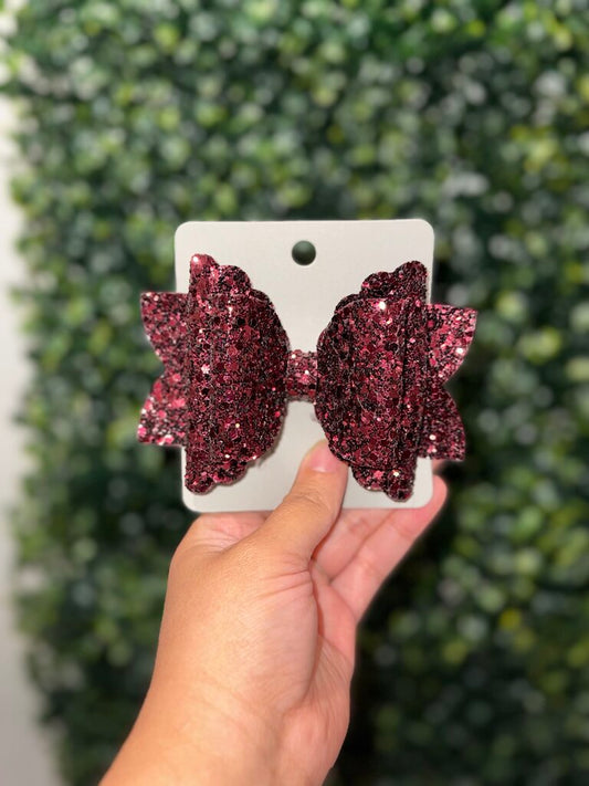 Maroon Faux Leather Bow