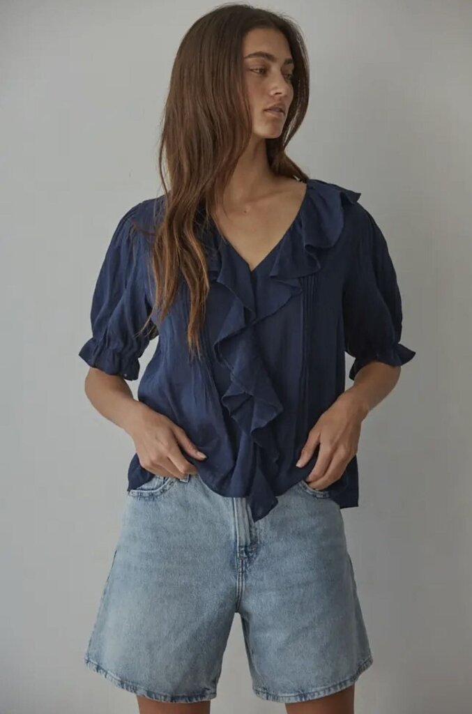 Ruffle Button-down Blouse