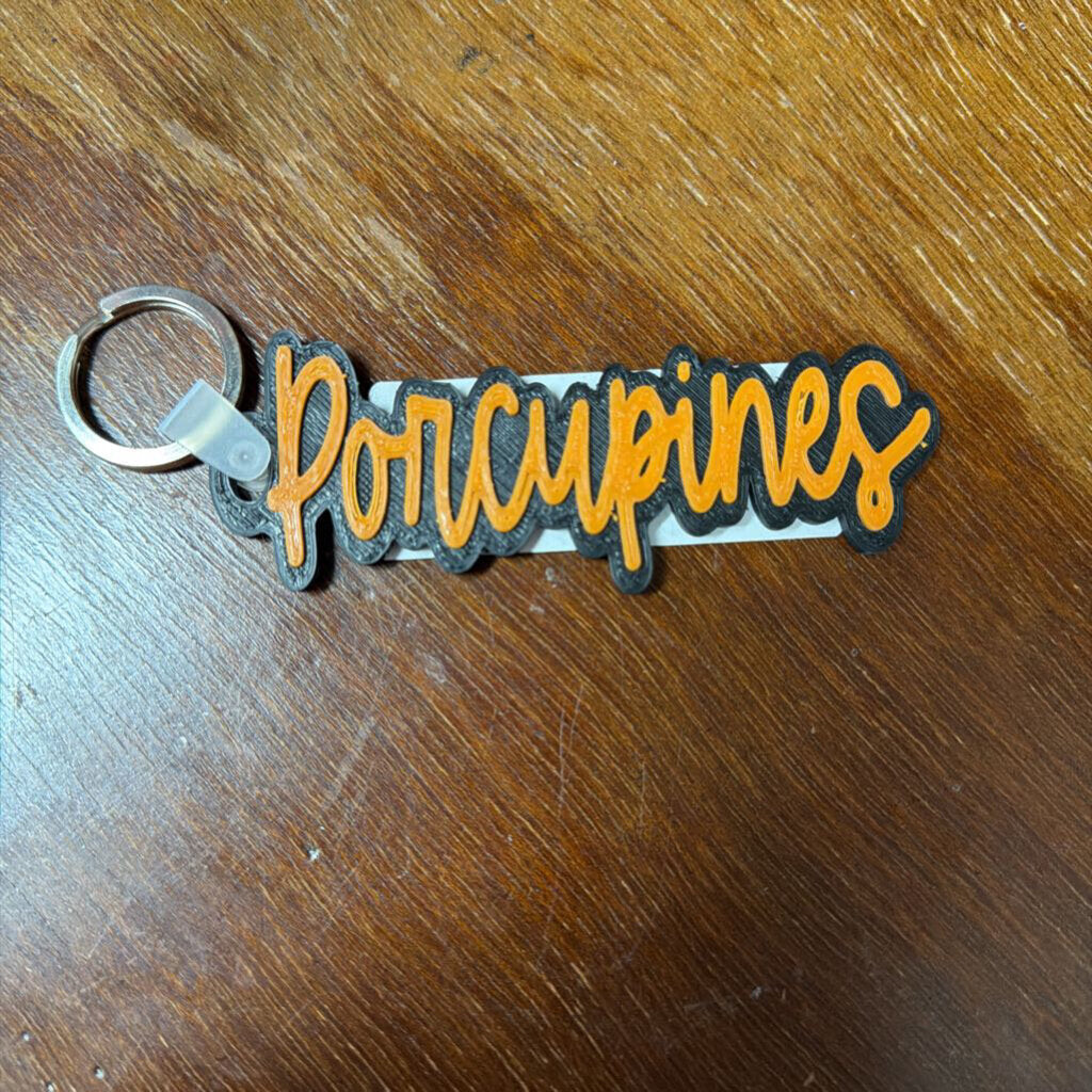 3D - Porcupine Keycahin Black w/ orange