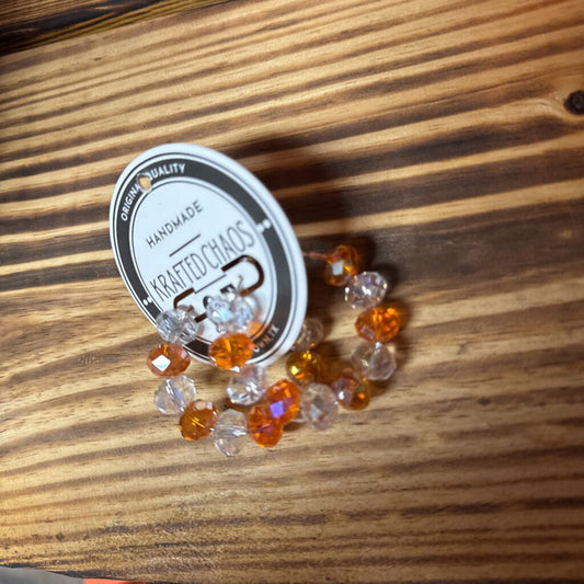 Small Hoop Earrings - Orange/WHT Glass