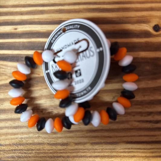 Hoop Earrings - Orange/blk/wht