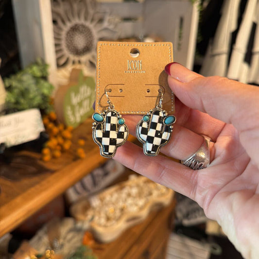 Checkered Cactus Earrings