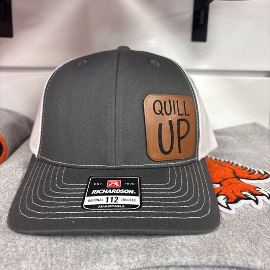 Richardson 112 dark gray and white w Quill Up leather patch