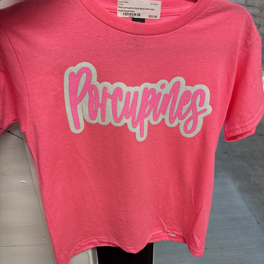 Pink porcupine vinyl decal shirt size small