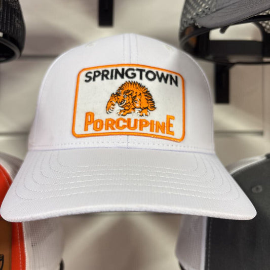 White Big accessories hat with Springtown Porcupine's old logo patch