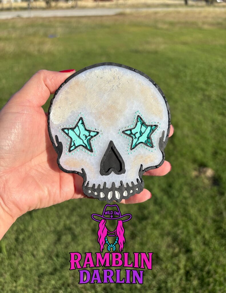 Turquoise Star Eyed Skull Freshie in Baja Cactus Scent