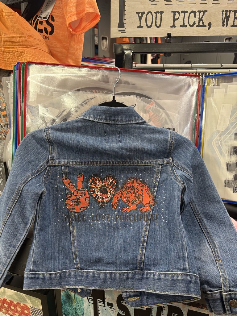 Jacket, Denim "Peace Love Porcupines "