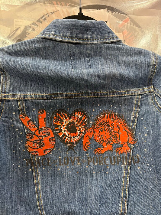 Jacket, Denim "Peace Love Porcupines "